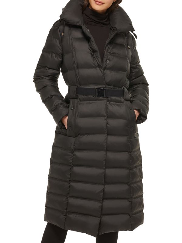 Kenneth Cole Belted Puffer Stadium Jacket